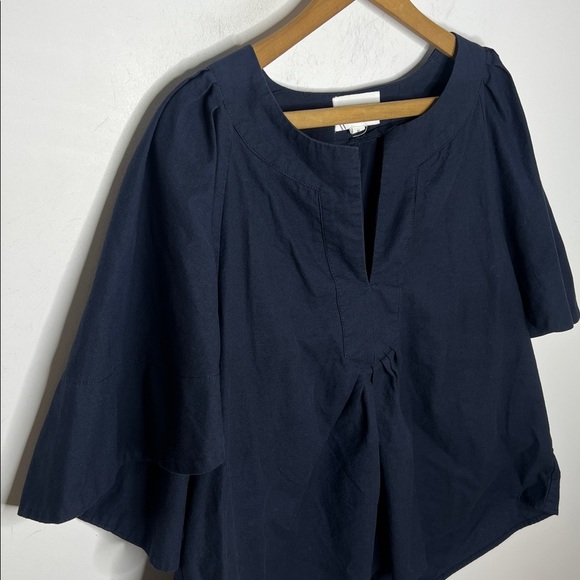 Pomander Place Tuckernuck Finley Flutter Sleeve Navy Blue Blouse Top - Picture 6 of 15